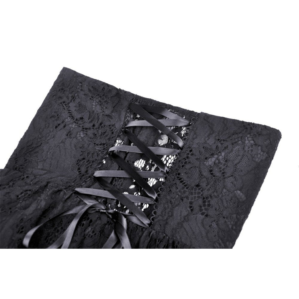 Gothic sexy ruffle low neckline dovetail lace dress (✦ Dark In Love)