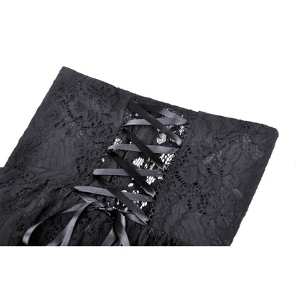 Gothic sexy ruffle low neckline dovetail lace dress (✦ Dark In Love)