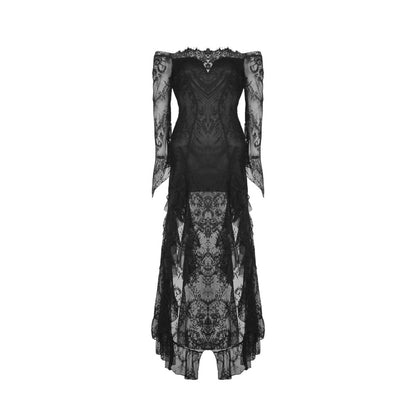 Black lace frill swallow tail mermaid dress (✦ Dark In Love) DW460