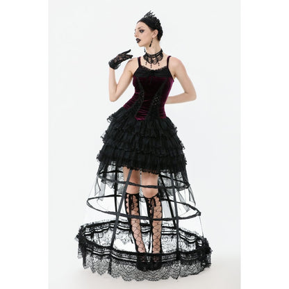 Gothic Burgundy Velvet top with Ribbon Bow and Lace-Up Sides (✦ Dark In Love)