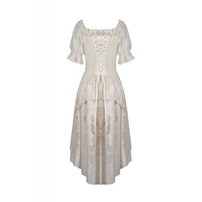 Steampunk beige cocktail short sleeves dress (✦ Dark In Love) DW358
