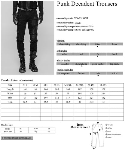 Hand-Painted Crafts Cloth Punk Decadent Trousers (Black) (✦ Punk Rave) WK-339xcm