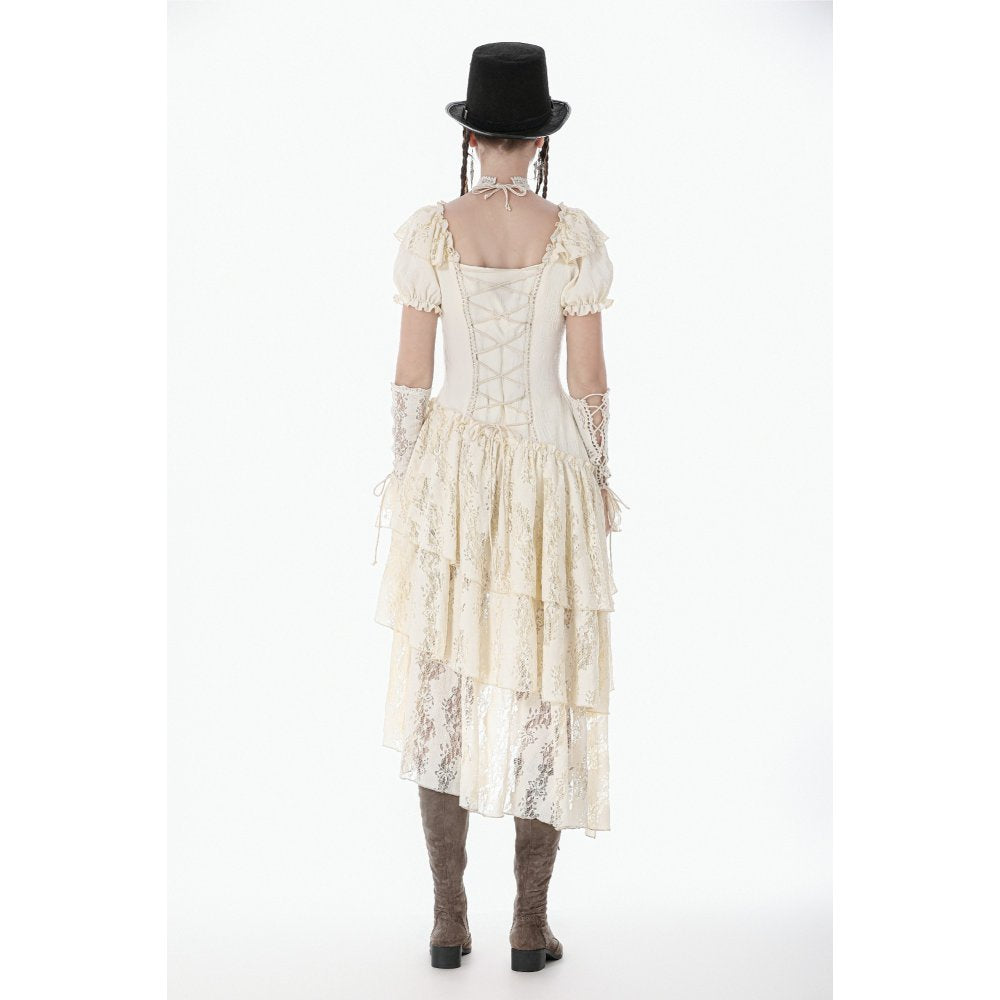 Steampunk Layered Ruffle asymmetrical Dress (✦ Dark In Love) DW1157