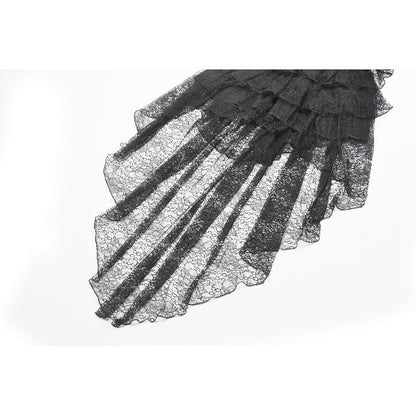 Dark Swan Layered Lace Tail Dress (✦ Dark In Love) DW1097