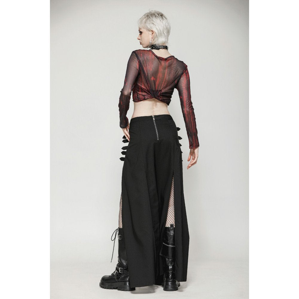 Punk Black Slit Metal Long Skirt (✦ Dark In Love) KW367