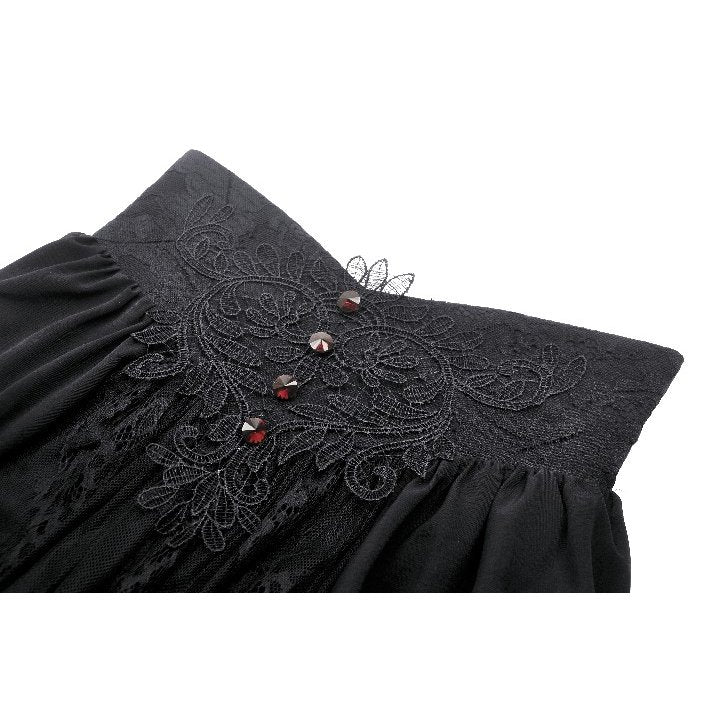 Gothic heart embroidered black maxi skirt (✦ Dark In Love) KW345