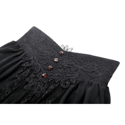 Gothic heart embroidered black maxi skirt (✦ Dark In Love) KW345