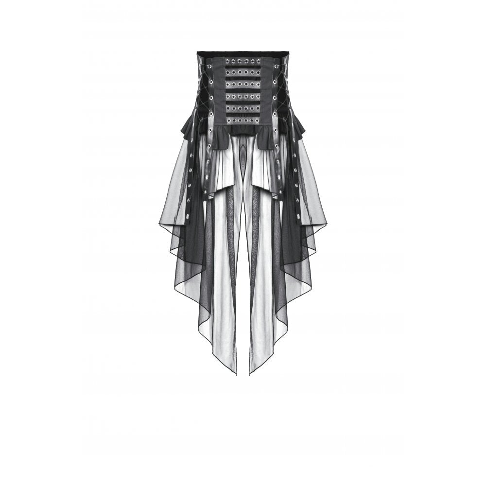 Industrial Grommet Lace-Up High-low Corset with Mesh Hem (✦ Dark In Love)