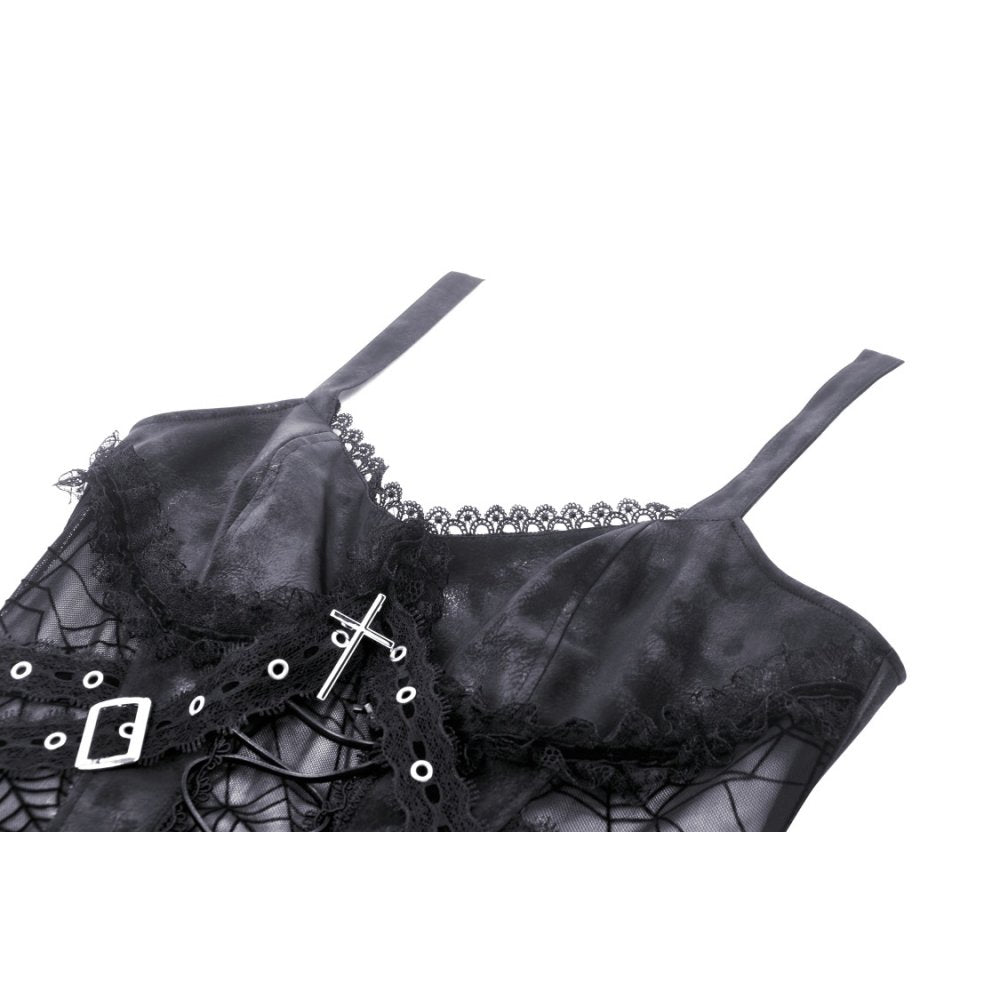 Punk spider mesh sexy see-though strap dress (✦ Dark In Love) 