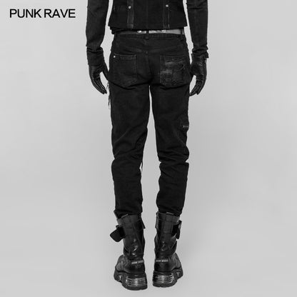 Hand-Painted Crafts Cloth Punk Decadent Trousers (Black) (✦ Punk Rave) WK-339xcm