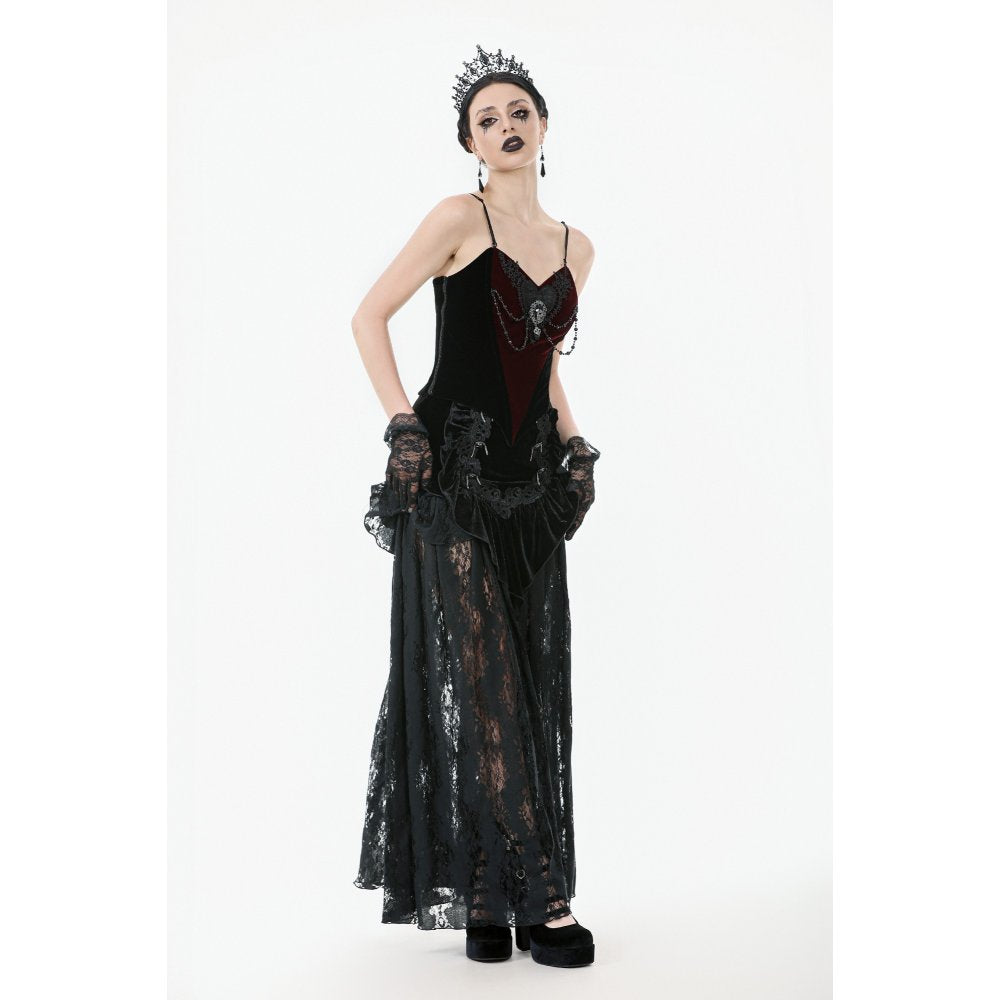 Romantic Heart Velvet Corset with Jewel Chains (✦ Dark In Love) CW092