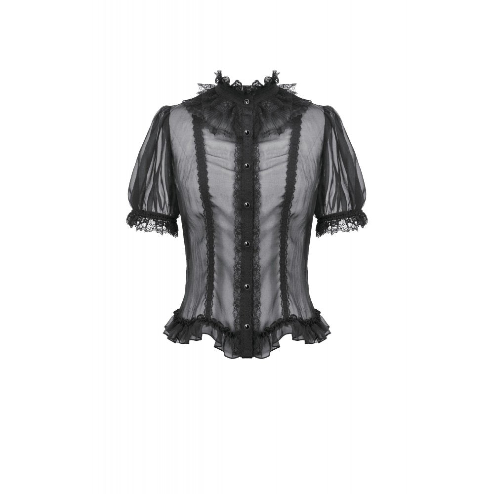 Sheer Lace Ruffle Blouse (✦ Dark In Love) IW142