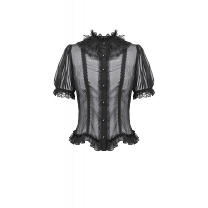 Sheer Lace Ruffle Blouse (✦ Dark In Love) IW142