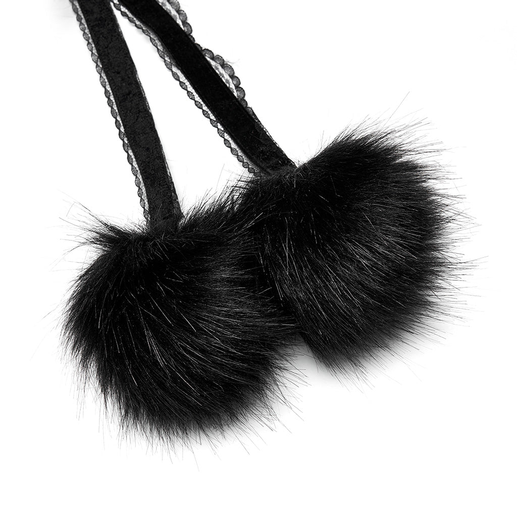Goth Faux Rabbit Fur Long Cloak (✦ Punk Rave) WY-1423DPF - ONE-OFF/Einzelstück - Size Onesize