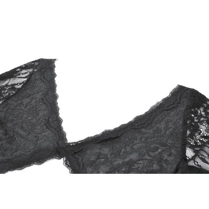 Gothic Dark Heart-Neck All-Over Lace Bell-Sleeve Slim Top (✦ Dark In Love) TW689