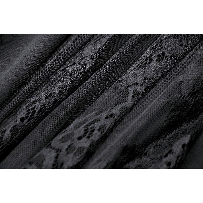 Gothic heart embroidered black maxi skirt (✦ Dark In Love) KW345