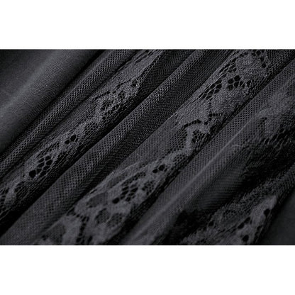 Gothic heart embroidered black maxi skirt (✦ Dark In Love) KW345