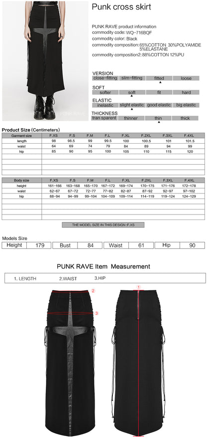 Eyelet Drawstring Cross Splicing Design Punk Cross Skirt (✦ Punk Rave) WQ-716BQF