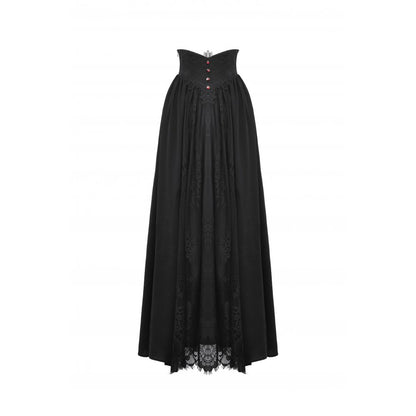 Gothic heart embroidered black maxi skirt (✦ Dark In Love) KW345