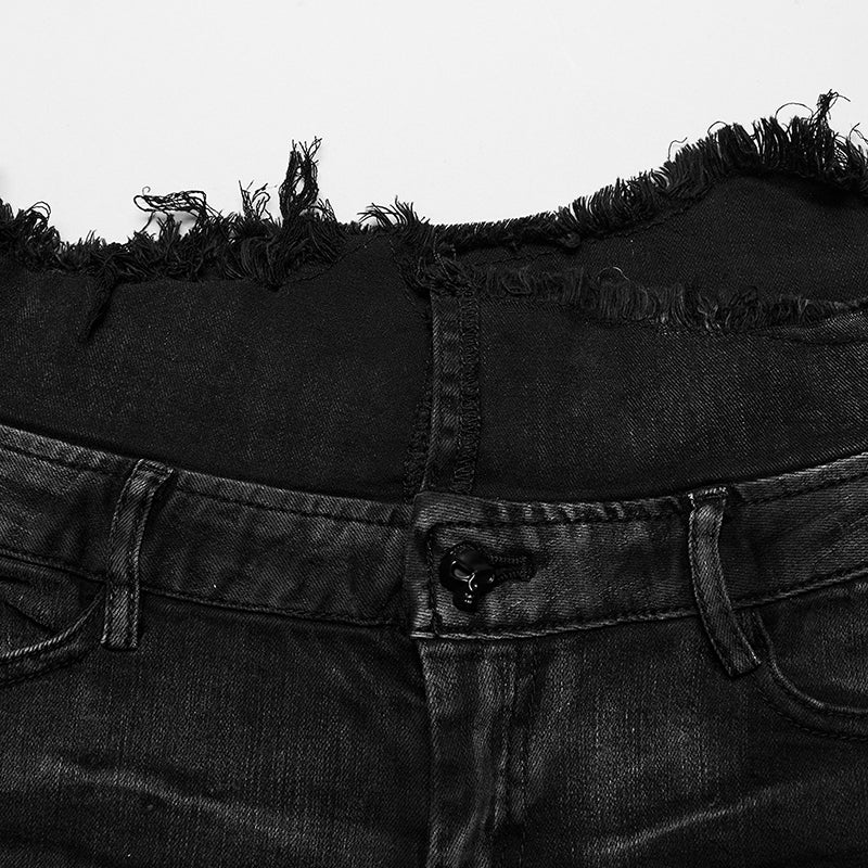 Rough Edges Pocket Openings Punk Denim Shorts (✦ Punk Rave) OPK-034ND