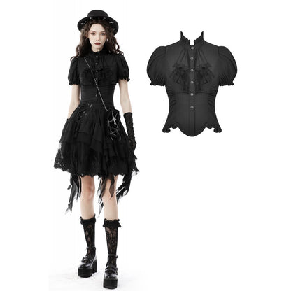 Gothic ruffle neckline blouse - Black (✦ Dark In Love)