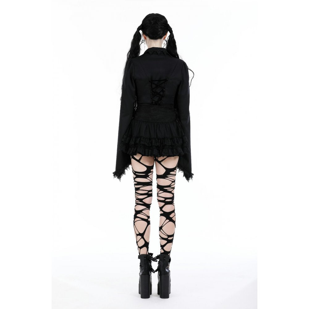 Punk rock eyelet drop tulle mini skirt (✦ Dark In Love) KW332