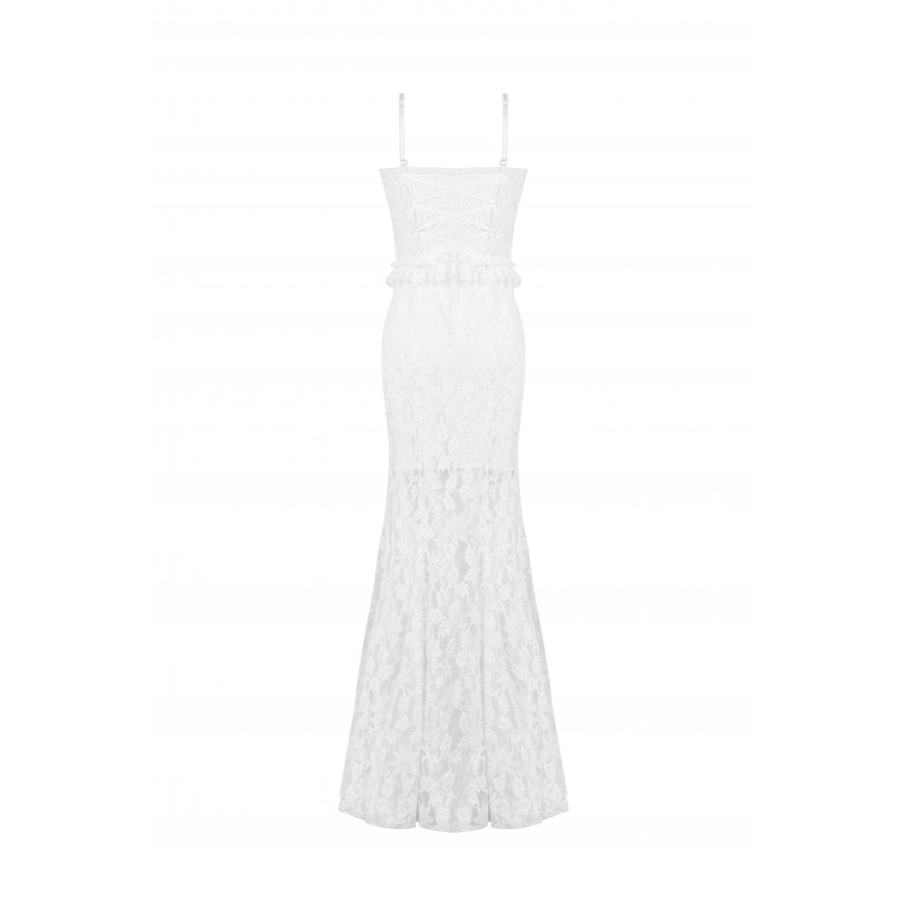 Gothic white romantic hollow mermaid dress (✦ Dark In Love) DW1014