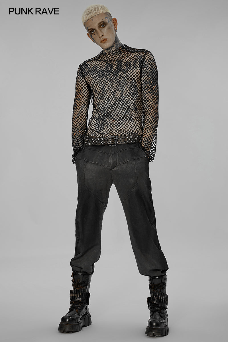 Punk Sexy Gauze Hollow Out T-Shirt (✦ Punk Rave) WT-756TCM