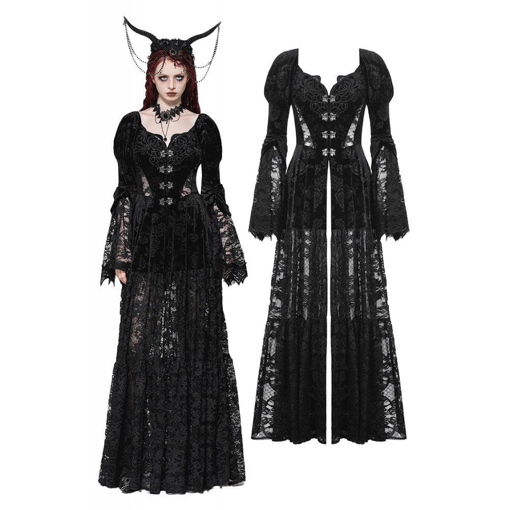 Gothic Embossed Velvet and Lace Long Outwear (✦ Dark In Love) JW273
