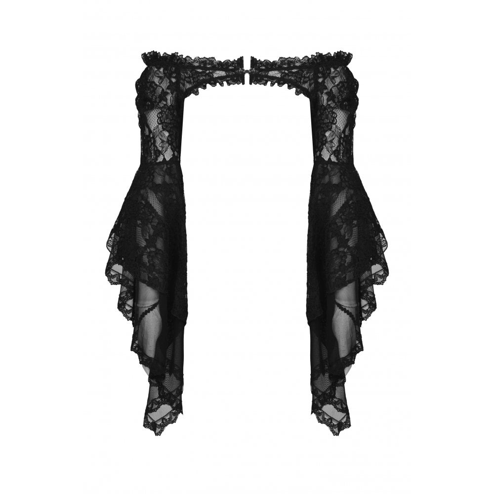Gothic mesh bell sleeves sexy finger hook lace cape (✦ Dark In Love) BW103