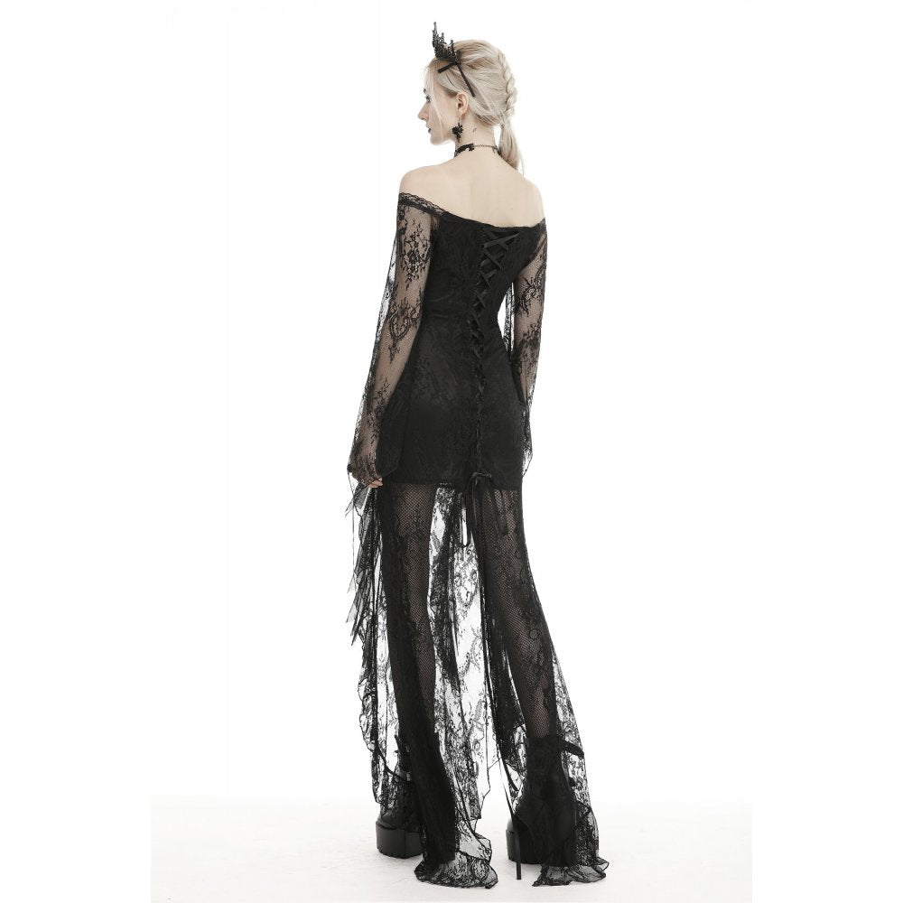 Black lace frill swallow tail mermaid dress (✦ Dark In Love) DW460