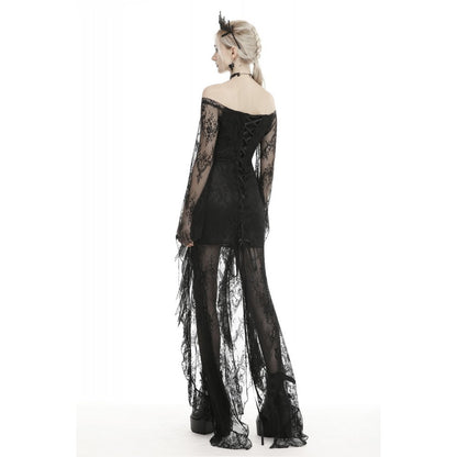 Black lace frill swallow tail mermaid dress (✦ Dark In Love) DW460
