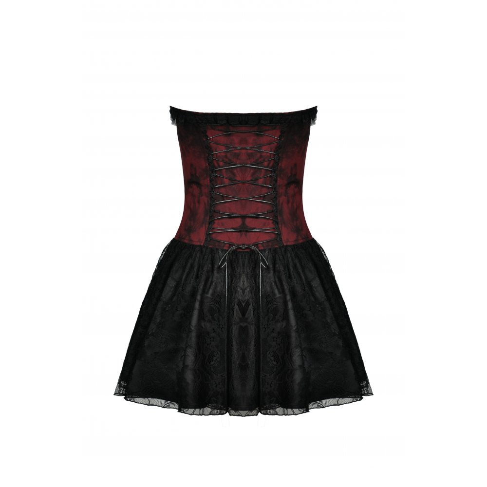 Gothic dead wine lace-up zip dress (✦ Dark In Love)