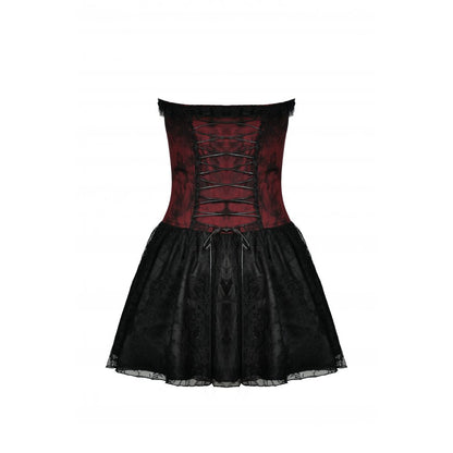 Gothic dead wine lace-up zip dress (✦ Dark In Love)