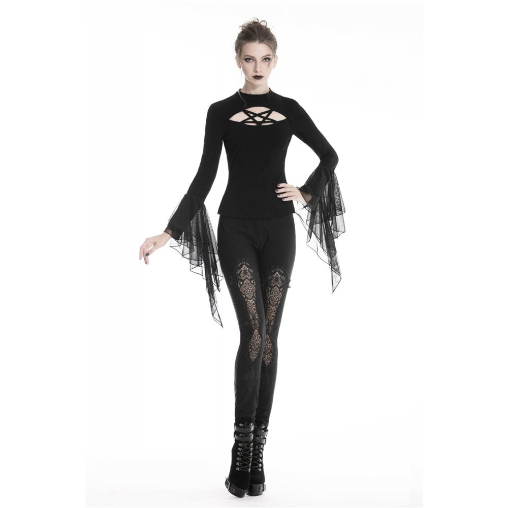 Leggings with flower and back lace up (✦ Dark In Love) PW094