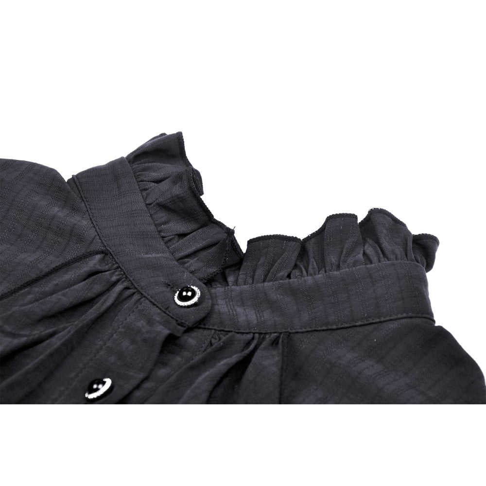 Gothic ruffle neckline blouse - Black (✦ Dark In Love) 