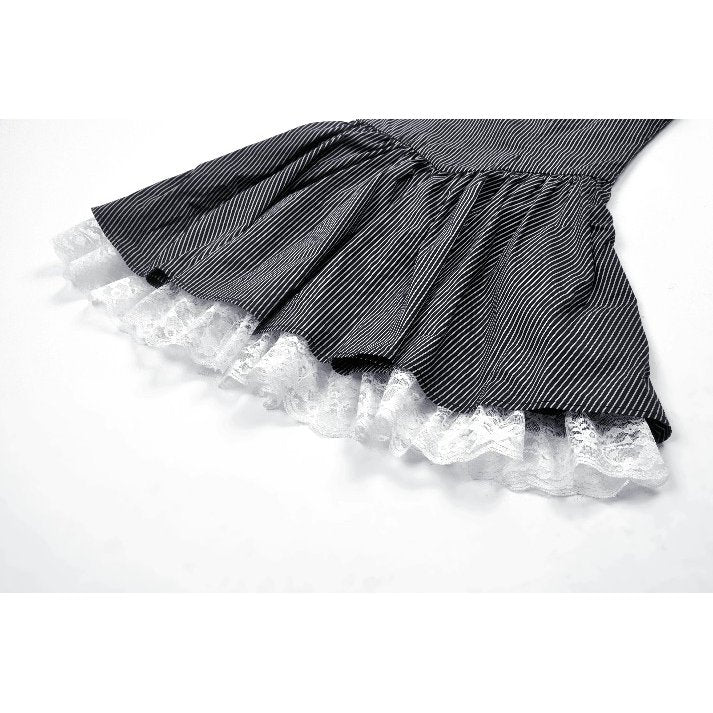 Lace and Striped &amp; White Lolita Dress (✦ Dark In Love) DW1114