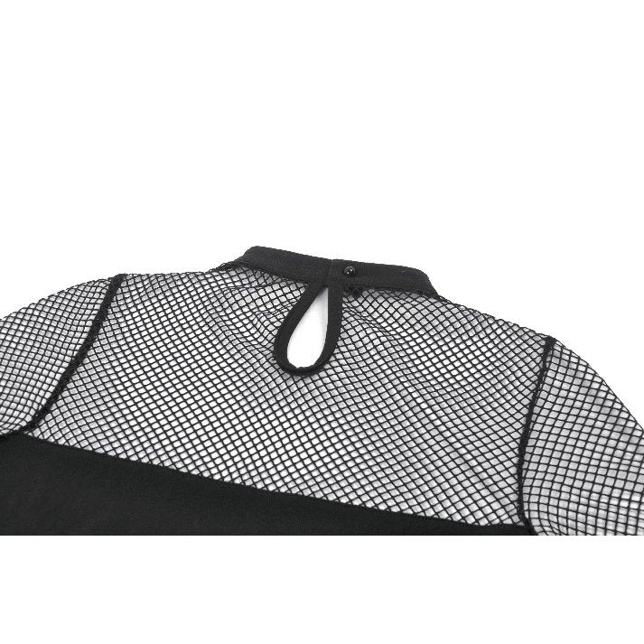Punk Knitted Top with Mesh Overlay and Shoulder Buckle Details (✦ Dark In Love)
