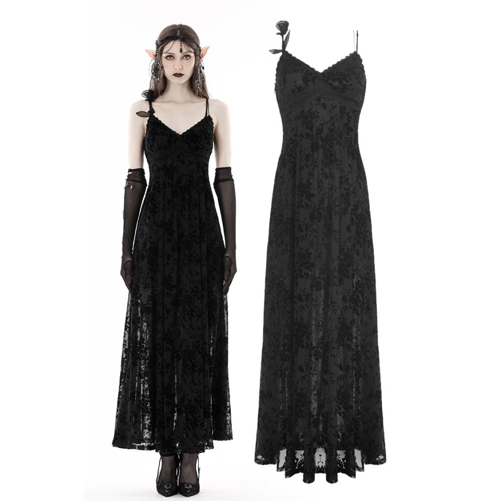 Rose flocking maxi dress (✦ Dark In Love) DW867