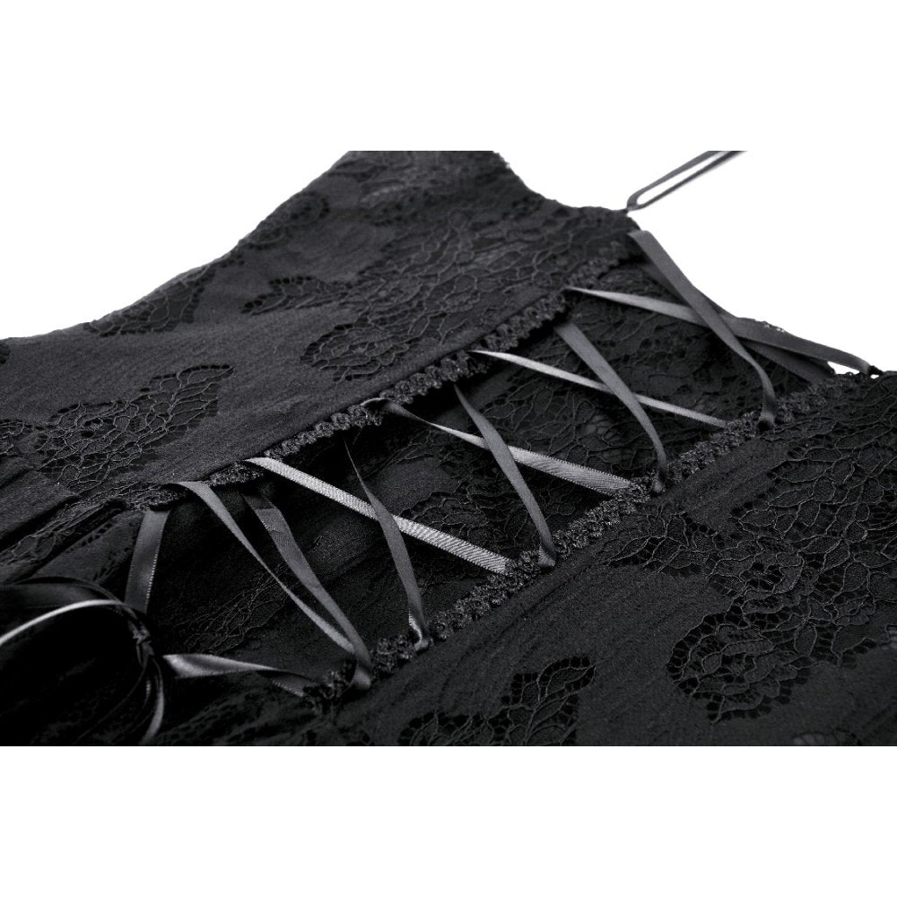 Gothic black rose bloom dovetail lace dress (✦ Dark In Love) DW937
