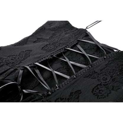 Gothic black rose bloom dovetail lace dress (✦ Dark In Love) DW937