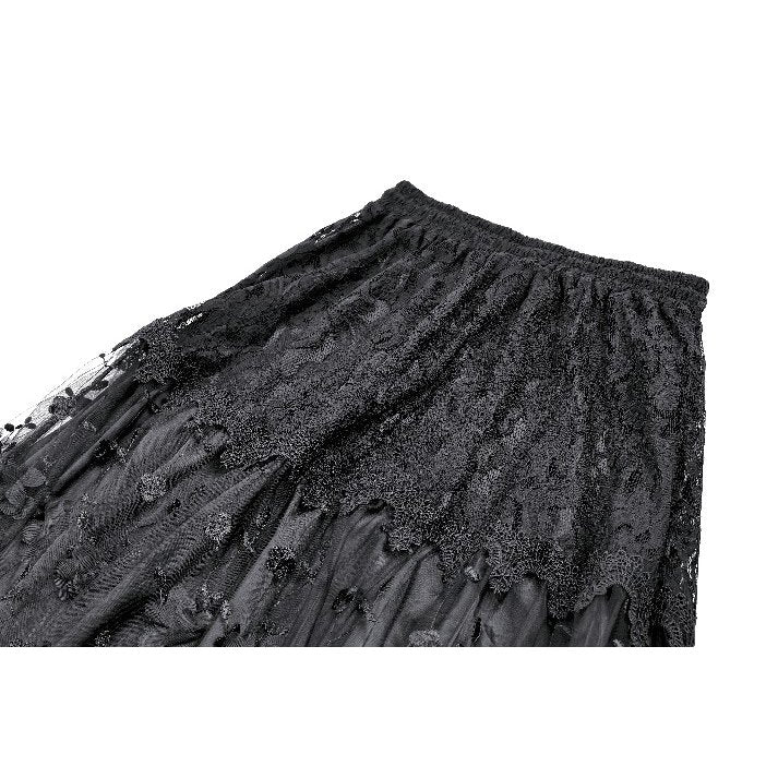 Secret Bloom - Gothic Baroque Lace Tiered Maxi Skirt (✦ Dark In Love) KW470