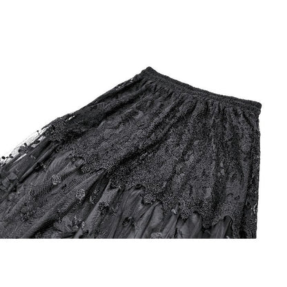 Secret Bloom - Gothic Baroque Lace Tiered Maxi Skirt (✦ Dark In Love) KW470
