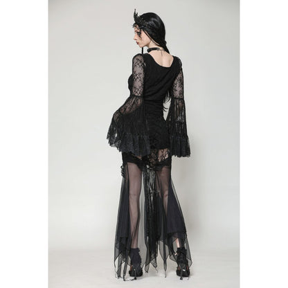 Gothic Romantic Lace Patchwork Bell-Sleeve Layered Cuff Top (✦ Dark In Love) TW607