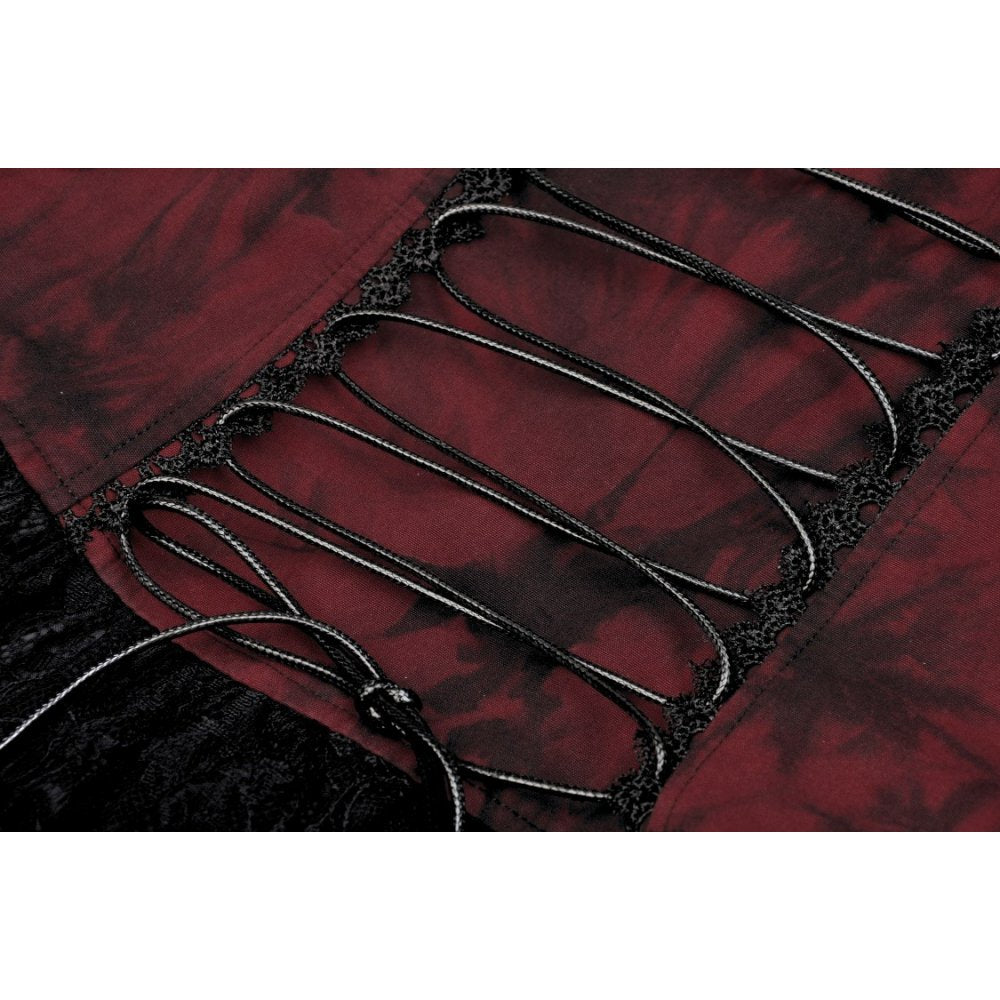 Gothic dead wine lace-up zip dress (✦ Dark In Love)