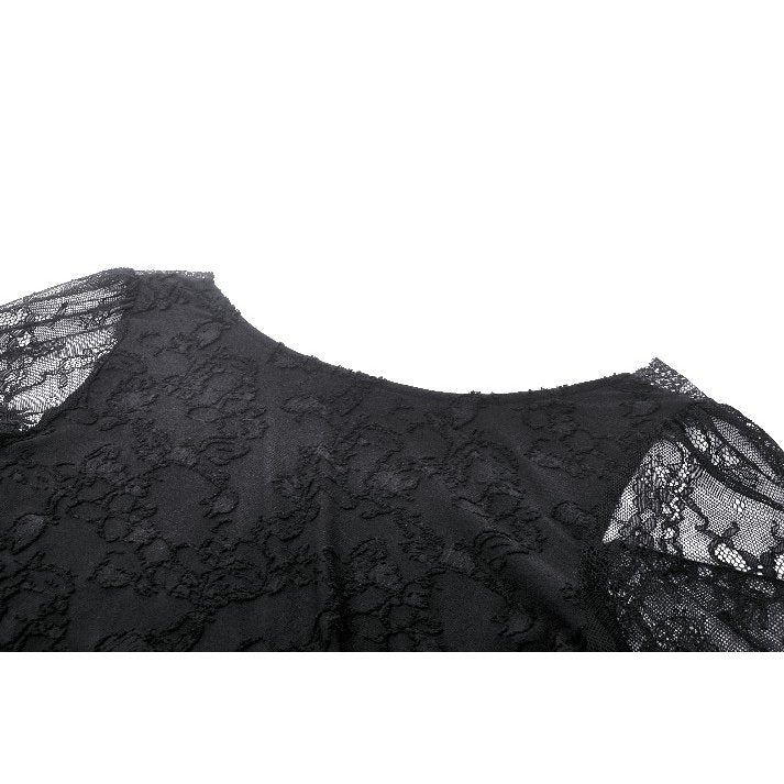 Gothic Romantic Lace Patchwork Bell-Sleeve Layered Cuff Top (✦ Dark In Love) TW607