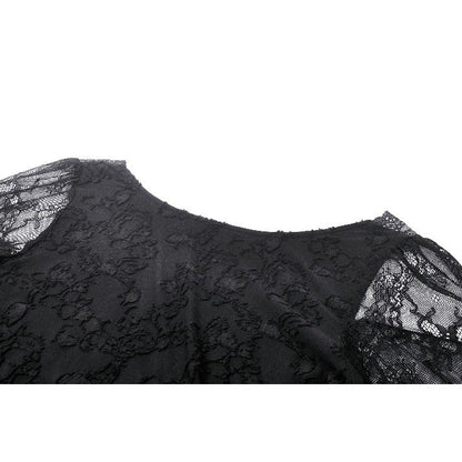 Gothic Romantic Lace Patchwork Bell-Sleeve Layered Cuff Top (✦ Dark In Love) TW607