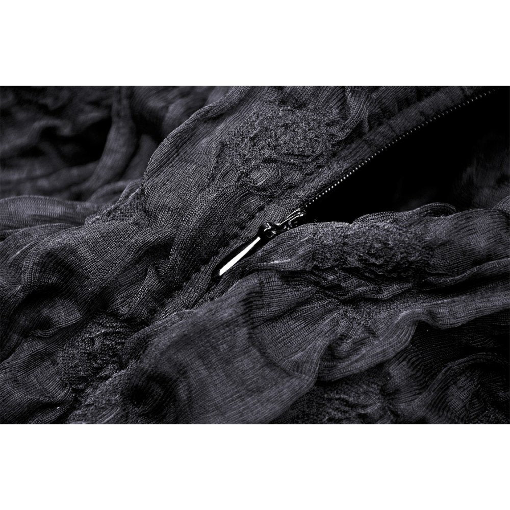 Gothic ghost frilly lace high low strap dress (✦ Dark In Love)