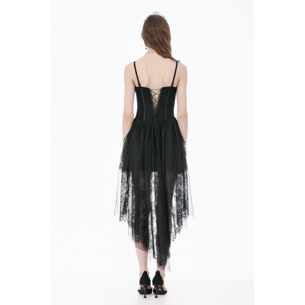 Dark Ritual Gothic Lace Hollow Tail Dress (✦ Dark In Love) DW1166