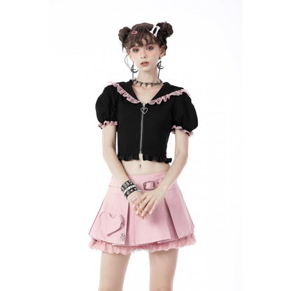 Alternative Fashion Cat-Ear Zipper Top (✦ Dark In Love) BW108